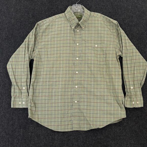 Orvis Shirt Men's Extra Large Green Plaid Button Down Pocket Cotton Outdoor - Picture 1 of 8